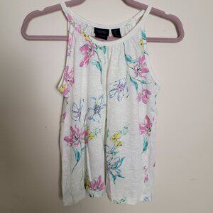 Rachel by Rachel Roy 100% Linen Floral Tank Top Size Small